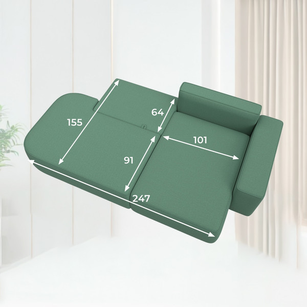 Изображение товара Диван угловой Лига Диванов Лига-065 угол правый / 129801 (рогожка амур 11 зеленый)