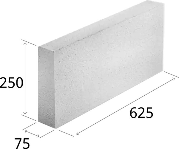 Изображение товара Блок газосиликатный Забудова 625х75х250мм D500 до 10% бой