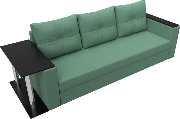 Изображение товара Диван Лига Диванов Атланта со столом слева / 126160L (рогожка амур зеленый)