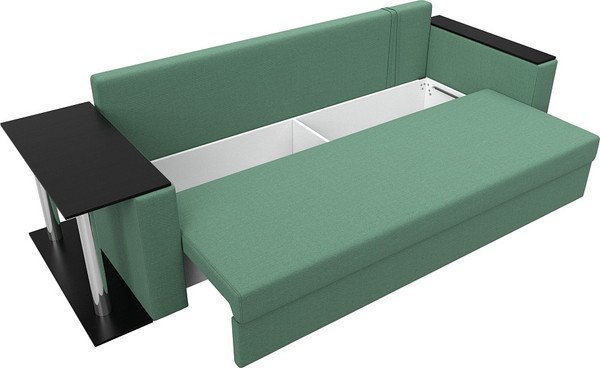 Изображение товара Диван Лига Диванов Атланта со столом слева / 126160L (рогожка амур зеленый)