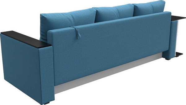 Изображение товара Диван Лига Диванов Атланта со столом слева / 126163L (рогожка амур голубой)