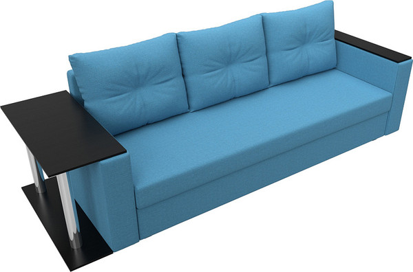 Изображение товара Диван Лига Диванов Атланта со столом слева / 126163L (рогожка амур голубой)