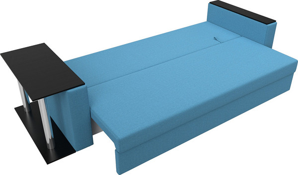 Изображение товара Диван Лига Диванов Атланта со столом слева / 126163L (рогожка амур голубой)