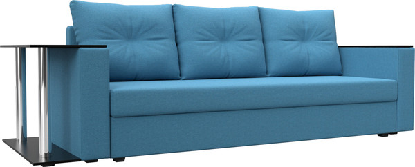 Изображение товара Диван Лига Диванов Атланта со столом слева / 126163L (рогожка амур голубой)