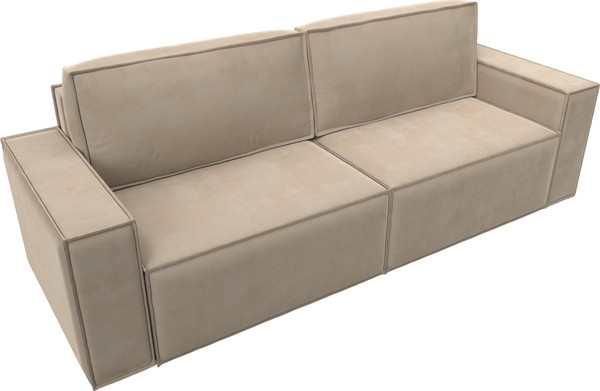 Изображение товара Диван Лига Диванов Куба Лайт / 129438 (велюр Seven 729 бежевый)