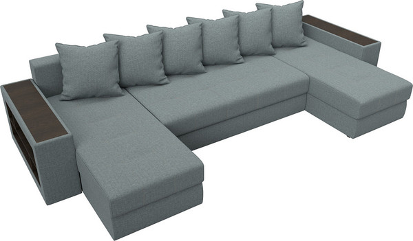 Изображение товара Диван П-образный Лига Диванов Дубай полки слева / 122544L (рогожка амур серый)