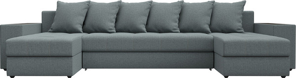 Изображение товара Диван П-образный Лига Диванов Дубай полки слева / 122544L (рогожка амур серый)