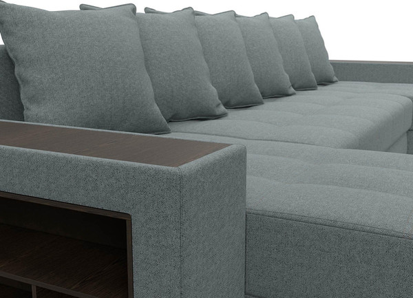 Изображение товара Диван П-образный Лига Диванов Дубай полки слева / 122544L (рогожка амур серый)