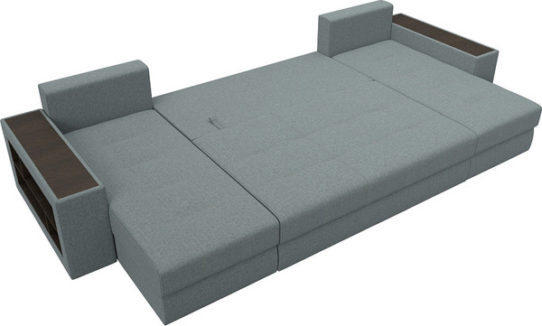 Изображение товара Диван П-образный Лига Диванов Дубай полки слева / 122544L (рогожка амур серый)