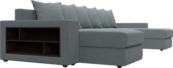 Изображение товара Диван П-образный Лига Диванов Дубай полки слева / 122544L (рогожка амур серый)