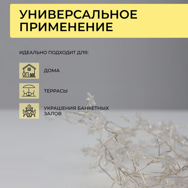 Изображение товара Светодиодная гирлянда AksHome Тип 4 Звездочки 84LED 2.15м 3АА
