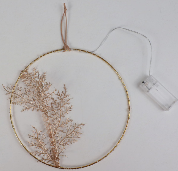 Изображение товара Подвеска новогодняя AksHome Тип 7 Круг с веткой D20см 13LED 2АА