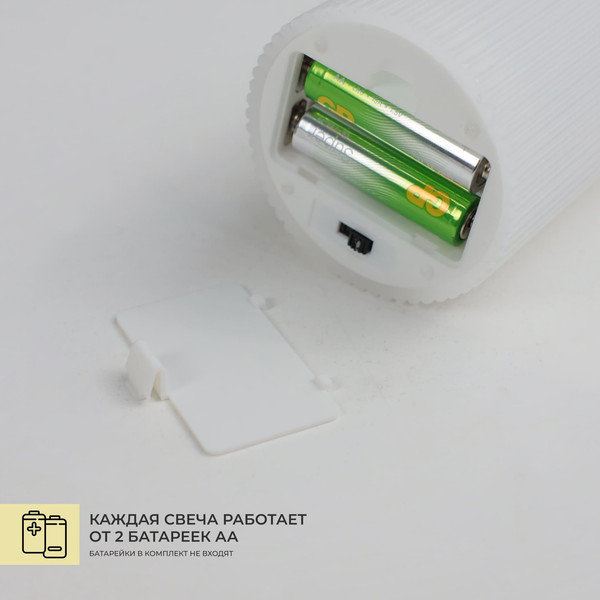 Изображение товара Набор электронных свечей AksHome Тип 1 3 свечи 7.5х13/15.5/18см 1LEDх3 2ААх3
