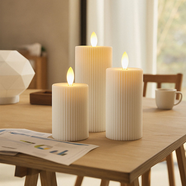 Изображение товара Набор электронных свечей AksHome Тип 1 3 свечи 7.5х13/15.5/18см 1LEDх3 2ААх3