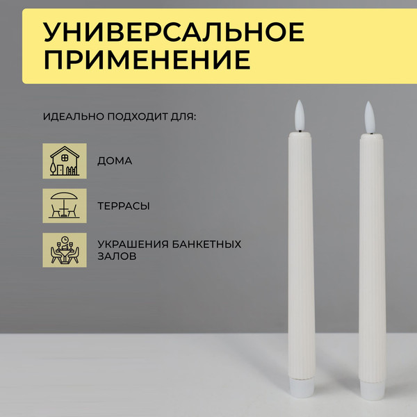 Изображение товара Набор электронных свечей AksHome Тип 2 2 свечи 2.4х25.3см 1LEDх2 2АААх2