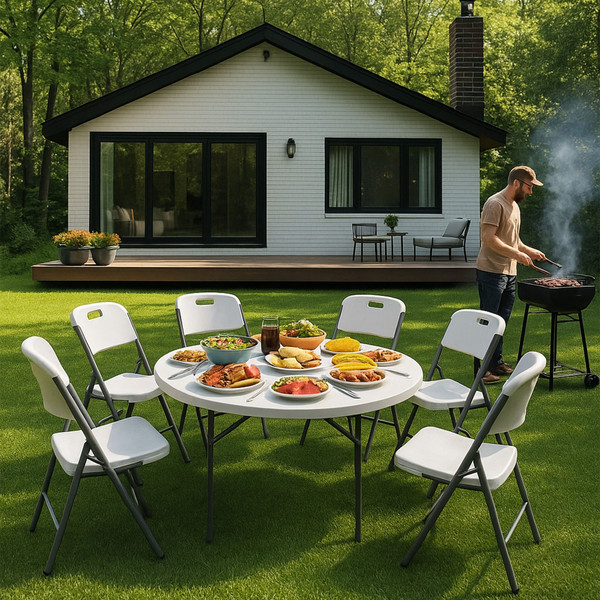 Изображение товара Стол складной AksHome Table тип 10 D152х74 (белый)
