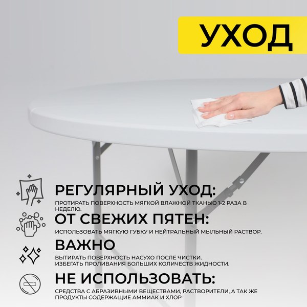 Изображение товара Стол складной AksHome Table тип 10 D152х74 (белый)