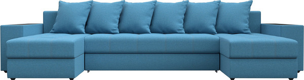 Изображение товара Диван П-образный Лига Диванов Дубай полки слева / 123248L (рогожка амур голубой)