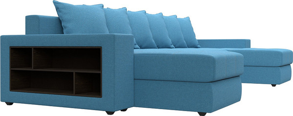 Изображение товара Диван П-образный Лига Диванов Дубай полки слева / 123248L (рогожка амур голубой)