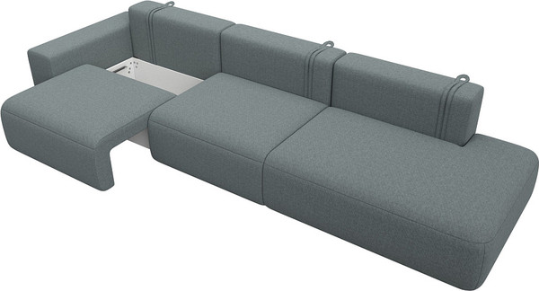 Изображение товара Диван Лига Диванов Лига-036 НПБ Модерн Лонг подлокотник слева / 124213L (рогожка амур серый)