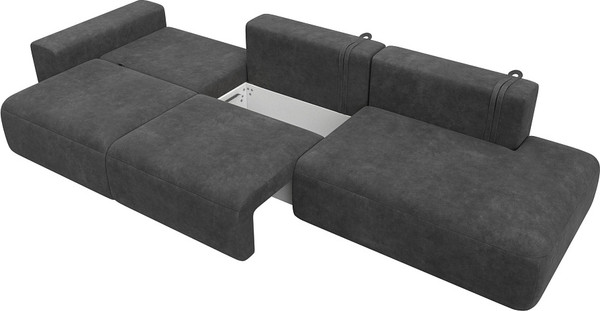 Изображение товара Диван Лига Диванов Лига-036 НПБ Модерн Лонг подлокотник слева / 127685L (велюр Brut 16 темно-серый)