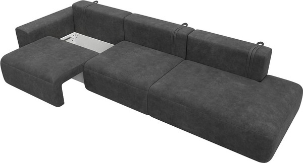 Изображение товара Диван Лига Диванов Лига-036 НПБ Модерн Лонг подлокотник слева / 127685L (велюр Brut 16 темно-серый)