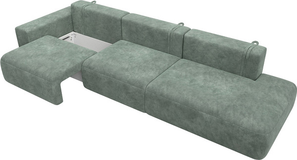 Изображение товара Диван Лига Диванов Лига-036 НПБ Модерн Лонг подлокотник слева / 127686L (велюр Brut 08 зеленый)