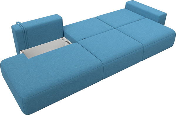 Изображение товара Диван Лига Диванов Лига-036 НПБ Модерн Лонг подлокотник справа / 124746 (рогожка амур голубой)