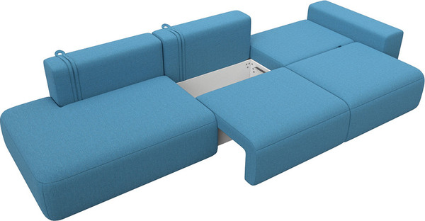 Изображение товара Диван Лига Диванов Лига-036 НПБ Модерн Лонг подлокотник справа / 124746 (рогожка амур голубой)