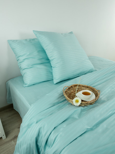 Изображение товара Комплект постельного белья Блакiт Страйп-сатин 2сп 50х70 / 13-4809 (светло-голубой)