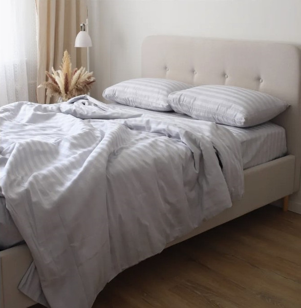 Изображение товара Комплект постельного белья Блакiт Страйп-сатин 2сп 50х70 / 14-4102 (серый)