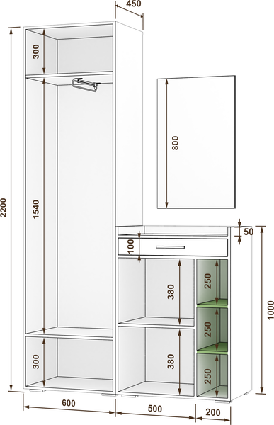 Изображение товара Секция в прихожую Кортекс-мебель Лара СП6 (венге)