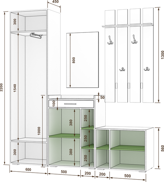 Изображение товара Секция в прихожую Кортекс-мебель Лара СП7 (венге)