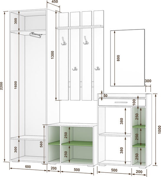Изображение товара Секция в прихожую Кортекс-мебель Лара СП7 (венге)