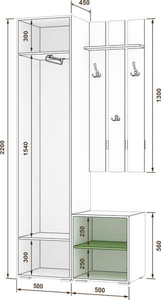 Изображение товара Секция в прихожую Кортекс-мебель Лара СП8 (береза)