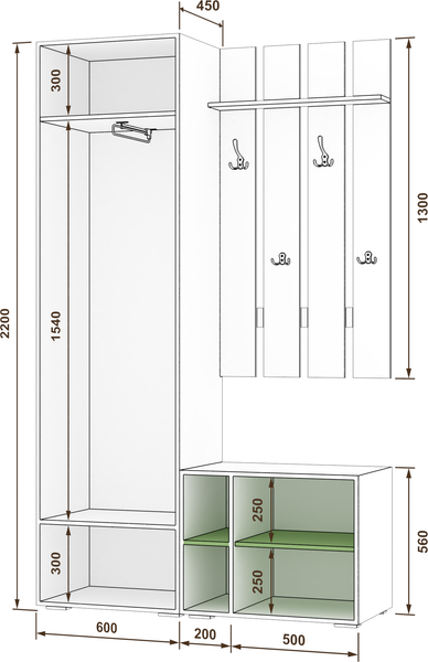 Изображение товара Секция в прихожую Кортекс-мебель Лара СП9 (дуб сонома)