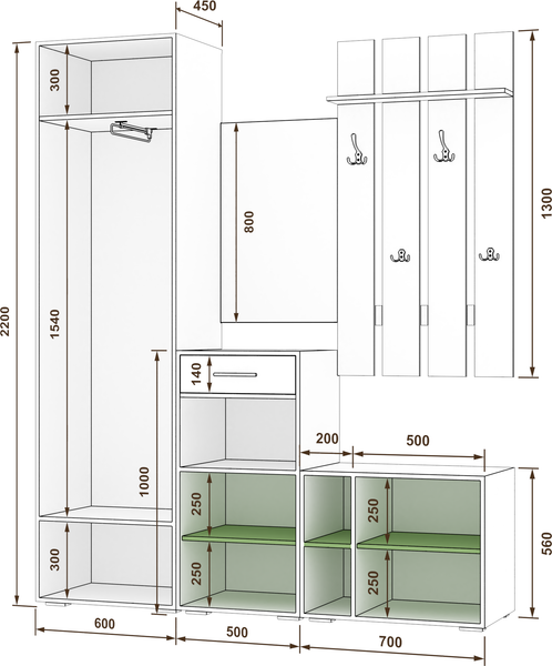 Изображение товара Секция в прихожую Кортекс-мебель Лара СП11 (дуб сонома)