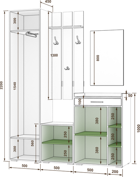 Изображение товара Секция в прихожую Кортекс-мебель Лара СП12 (венге)