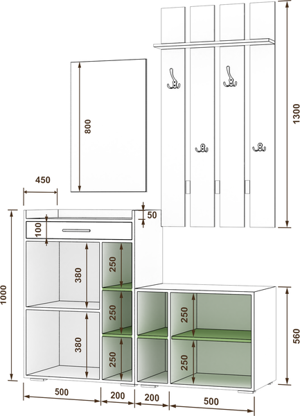 Изображение товара Секция в прихожую Кортекс-мебель Лара СП13 (венге)