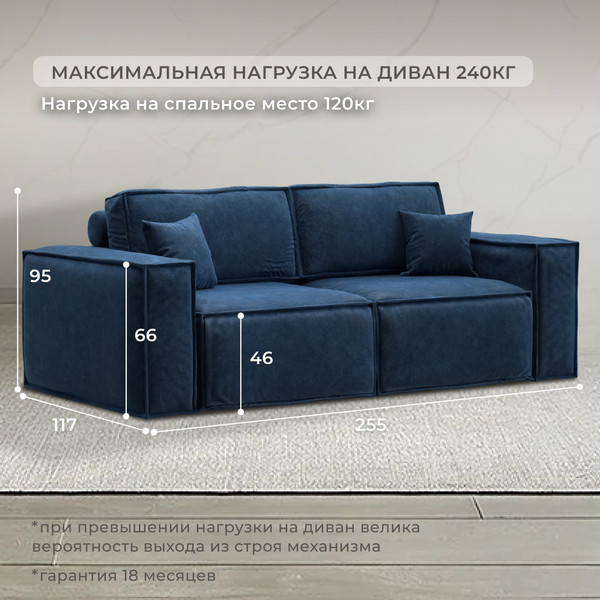 Изображение товара Диван Лига Диванов Лига-081 НПБ / 130115 (велюр Brut 11 синий)