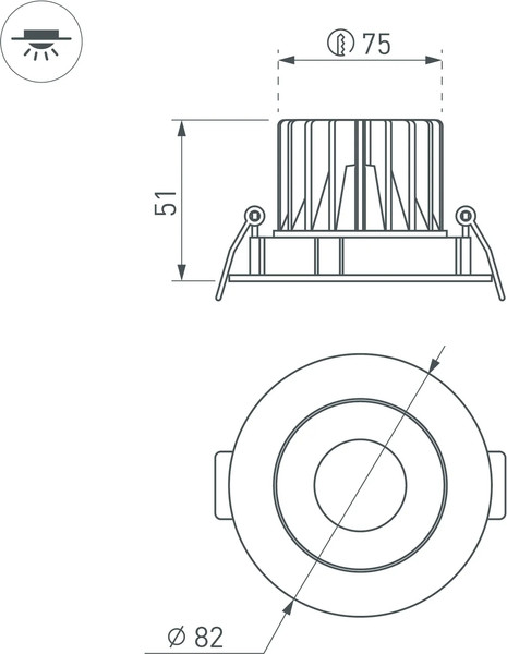 Изображение товара Точечный светильник Arlight MS-FORECAST-BUILT-TURN-R82-8W Warm3000 WH-BK 32deg / 035448(1)