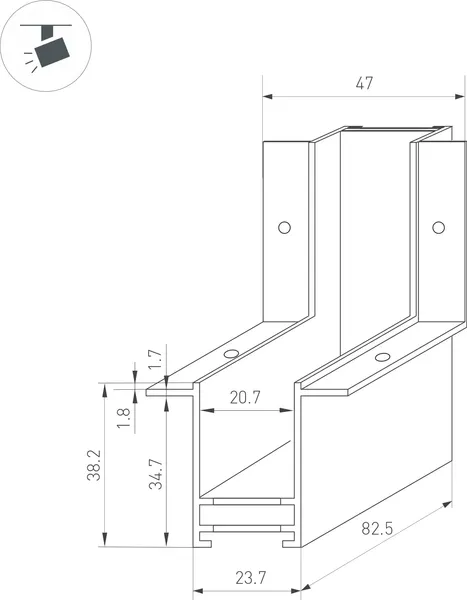 Изображение товара Коннектор для трековой системы Arlight MAG-CON-2538-F-L90-INT BK / 034230