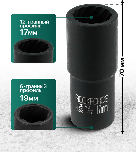 Изображение товара Головка слесарная RockForce RF-1321-17 (65908)