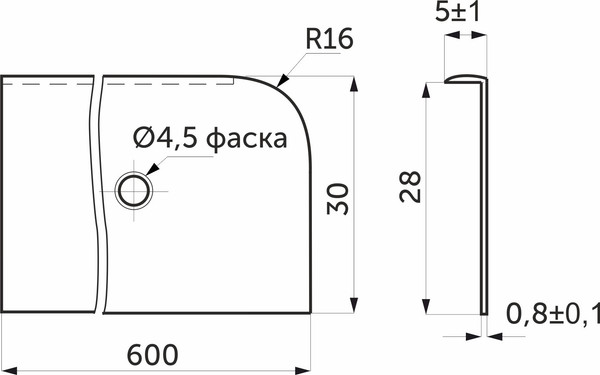 Изображение товара Соединительная планка для столешницы AKS 28 R16 левая / 23 548 (алюминий)