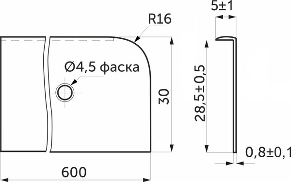 Изображение товара Соединительная планка для столешницы AKS 28 R16 правая / 23 549 (алюминий)