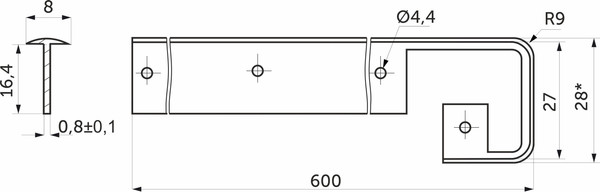 Изображение товара Соединительная планка для столешницы AKS 26 Скиф / 81 433 (алюминий)