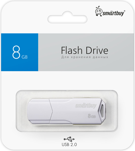 Изображение товара USB flash накопитель SmartBuy Clue 8Gb / SB8GBCLU-W (белый)