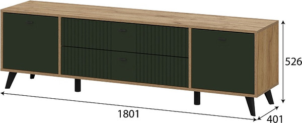 Изображение товара Тумба Arvento Милан К для телевидеоаппаратуры с ящиками (дуб золотой/олива софт)