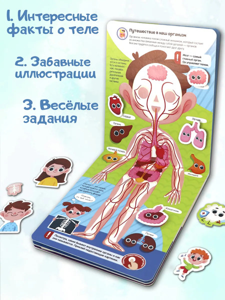 Изображение товара Развивающая книга Malamalama Липучки. Мое тело, твердая обложка