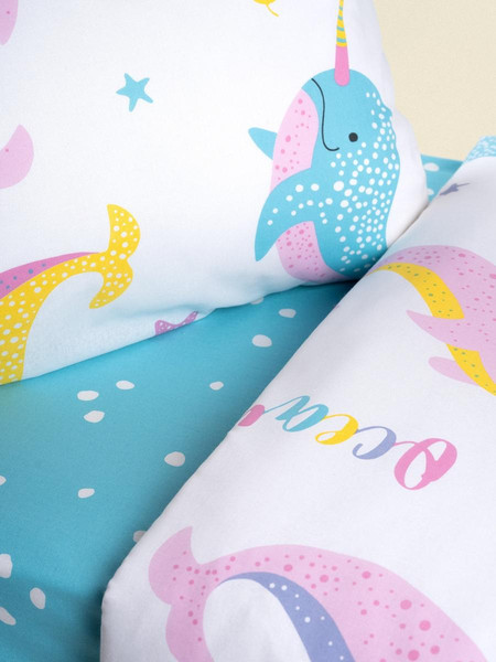 Изображение товара Комплект постельного белья Ночь нежна Киты 1.5сп 50x70 / 500445-1+571111-1